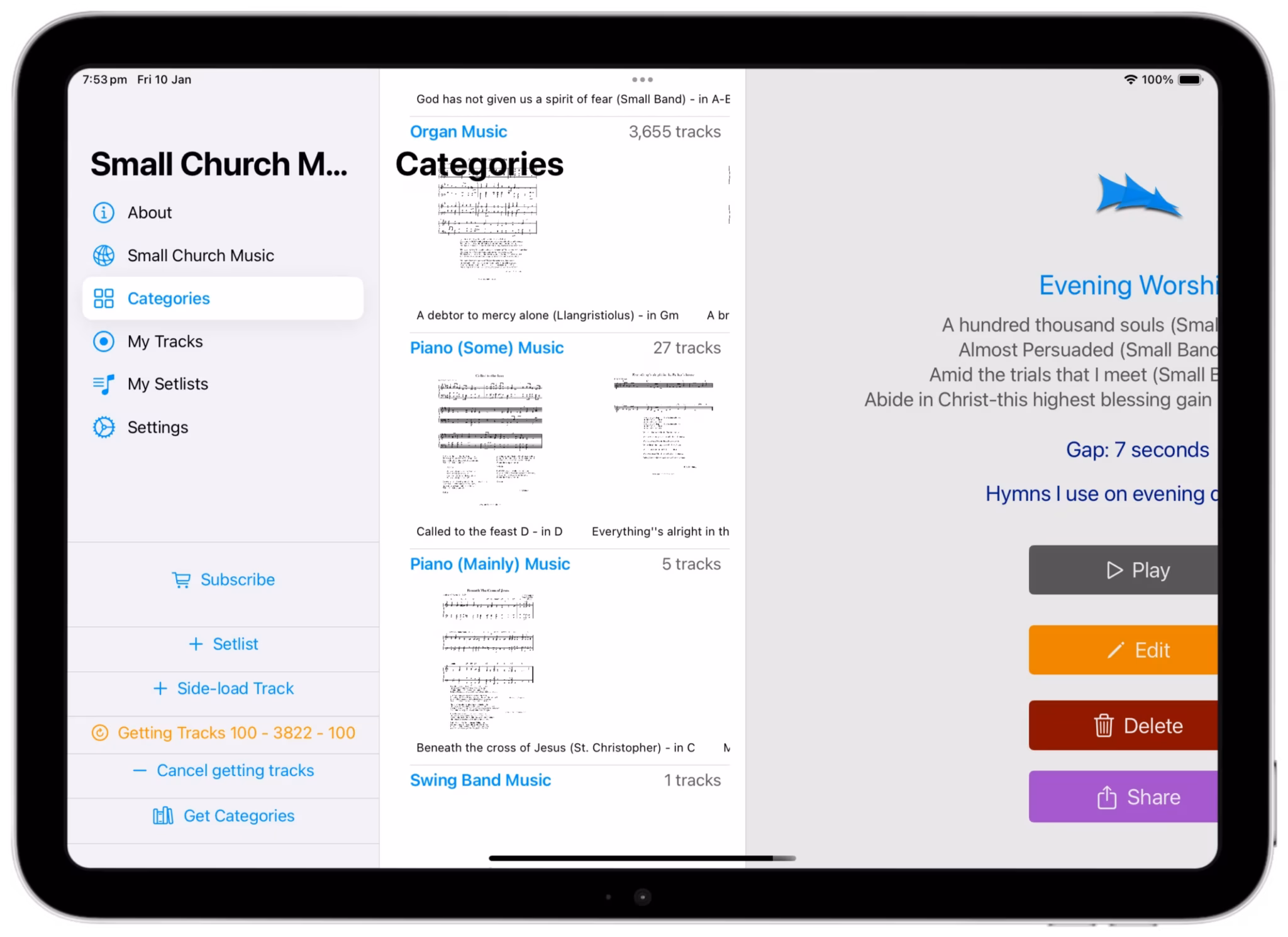 NetTracks on iPad, horizontally